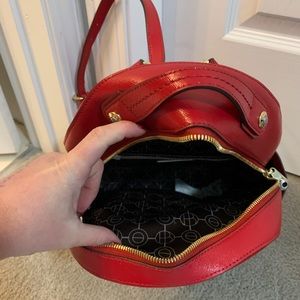Red leather Henri Bendel bookbag